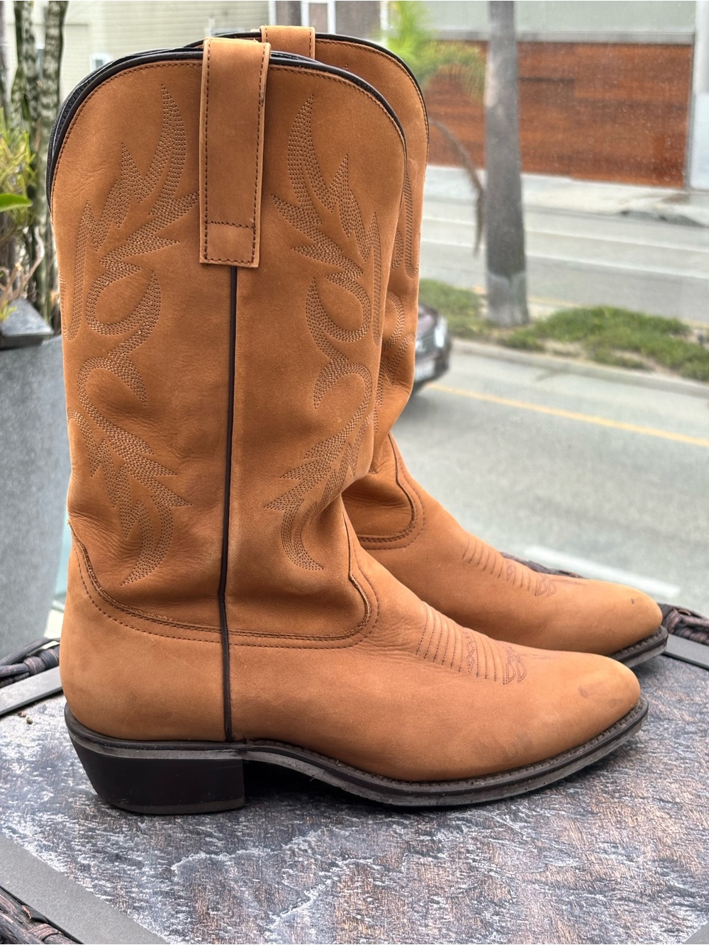 Men's Masterson Boot Co. Tan Suede Western Cowboy Boots - Classic Pull-On Style